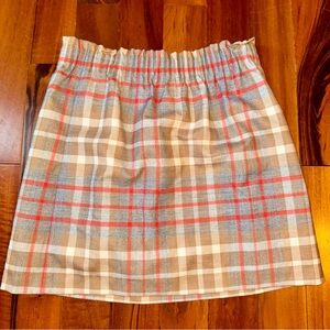 J. Crew Plaid Mini Skirt in Tan and Orange